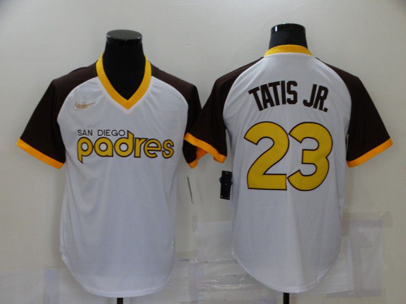 Men San Diego Padres #23 Tatis jr White Throwback Game Nike 2021 MLB Jersey->san francisco giants->MLB Jersey